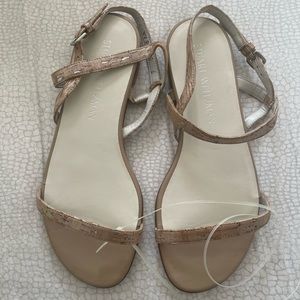 Stuart Weitzman Trail Mix Sandals Nude/Gold Patent Leather NWT no box